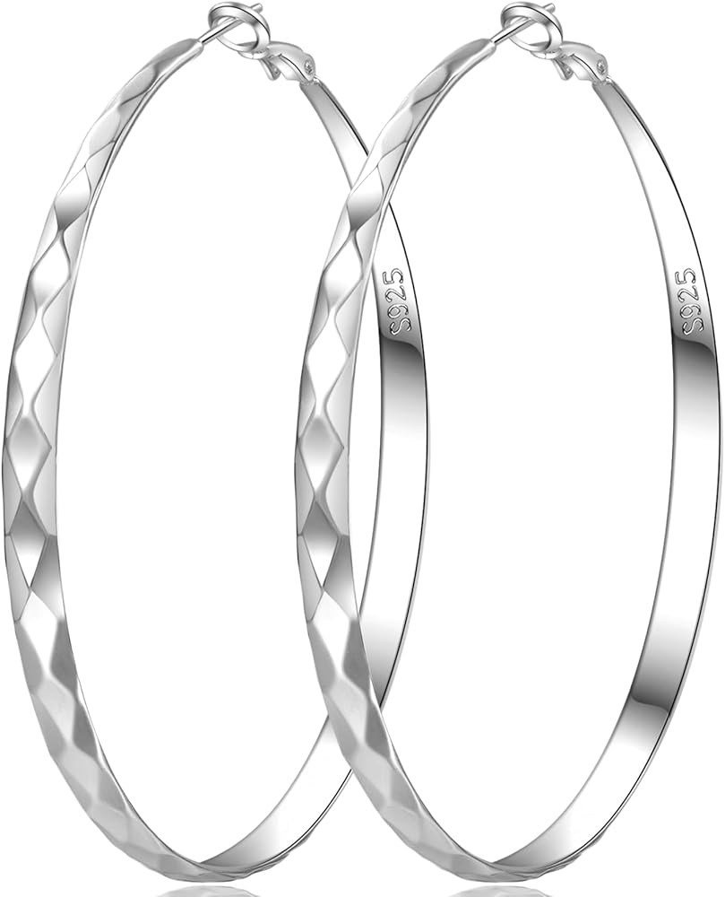 Senteria Silver Hoop Earrings for Women 925 Sterling Silver Hoop Earrings Hypoallergenic Large Si... | Amazon (US)