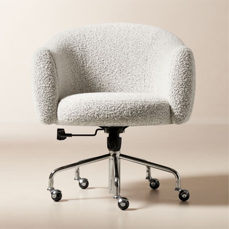 Ellesssi Peppered Grey Boucle Swivel Office Chair | CB2 | CB2