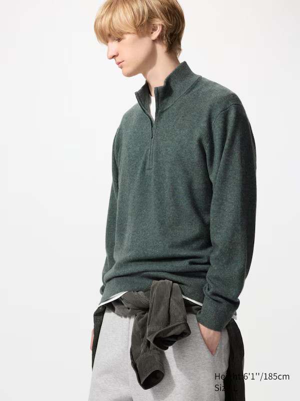 100% Cashmere Half-Zip Jumper | UNIQLO (UK)