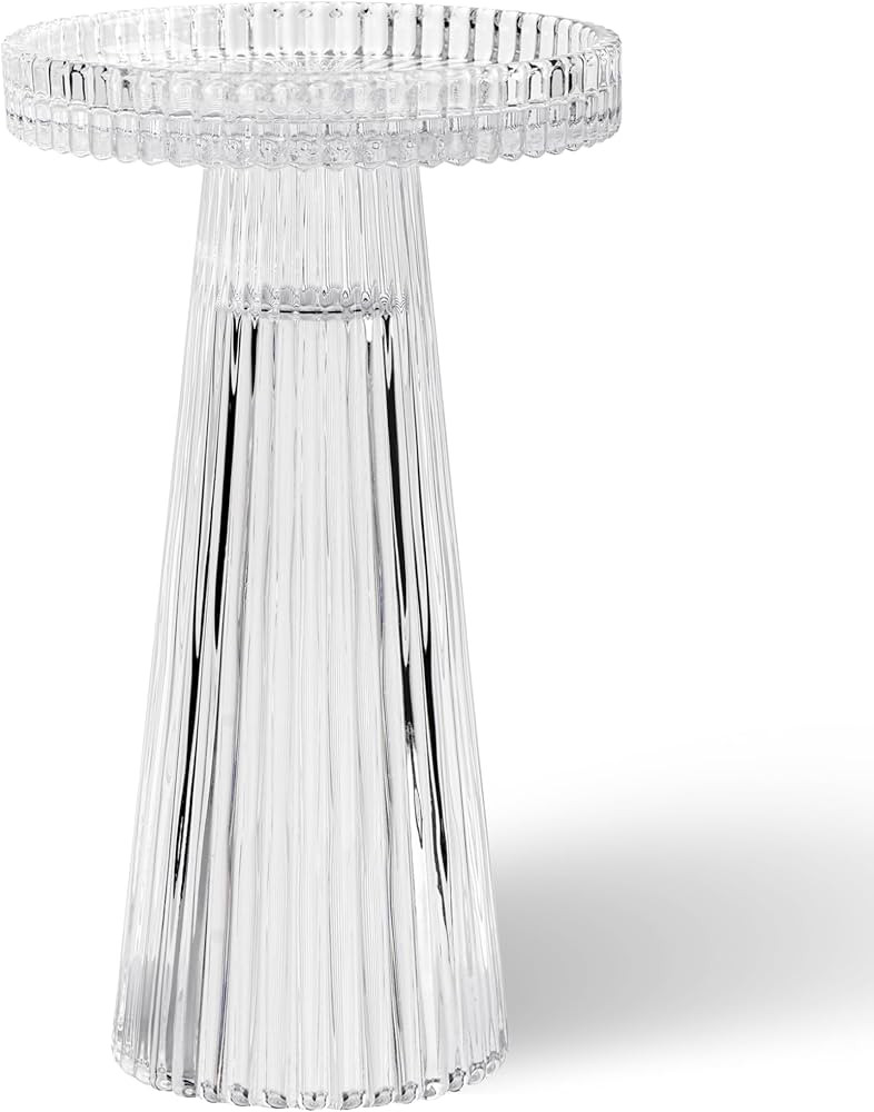 Torre & Tagus Reversible Single Glass Candle Holder & Vase for Pillar Candles & Flowers, Ribbed C... | Amazon (US)