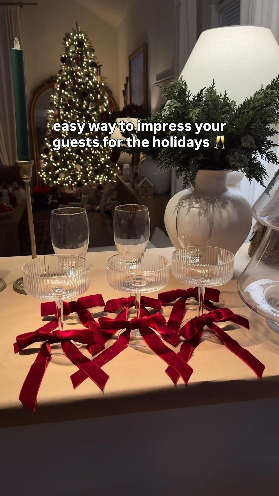 An easy way to class up glassware for the holidays! These are the bows I used on our Christmas tree and they have a zip tie on the back making it easy to attach to the glasses! 

#LTKHoliday #LTKSeasonal #LTKHome
