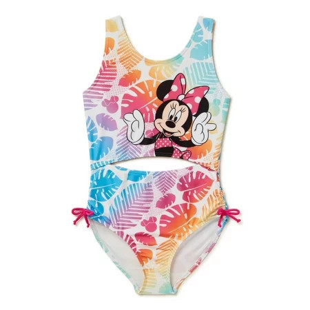Disney Minnie Mouse Girls One Piece Cut Out Swim Suit Sizes 4-7 | Walmart (US)
