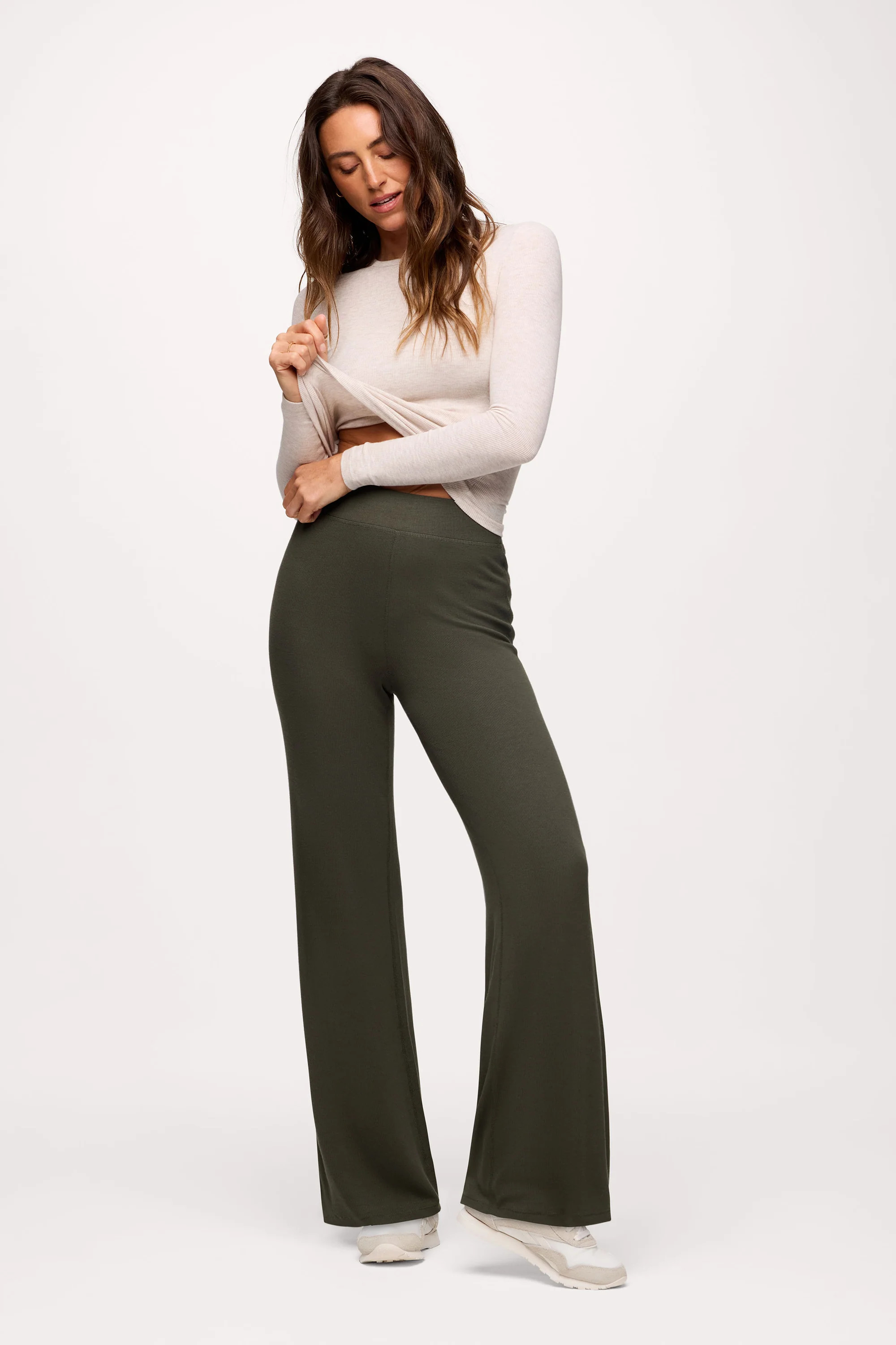 Slinky Rib Streamline Pant | Espresso | nuuds