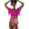 SPORLIKE Women Ruffle High Waist Swimsuit Two Pieces Push Up Tropical Print Bikini | Amazon (US)
