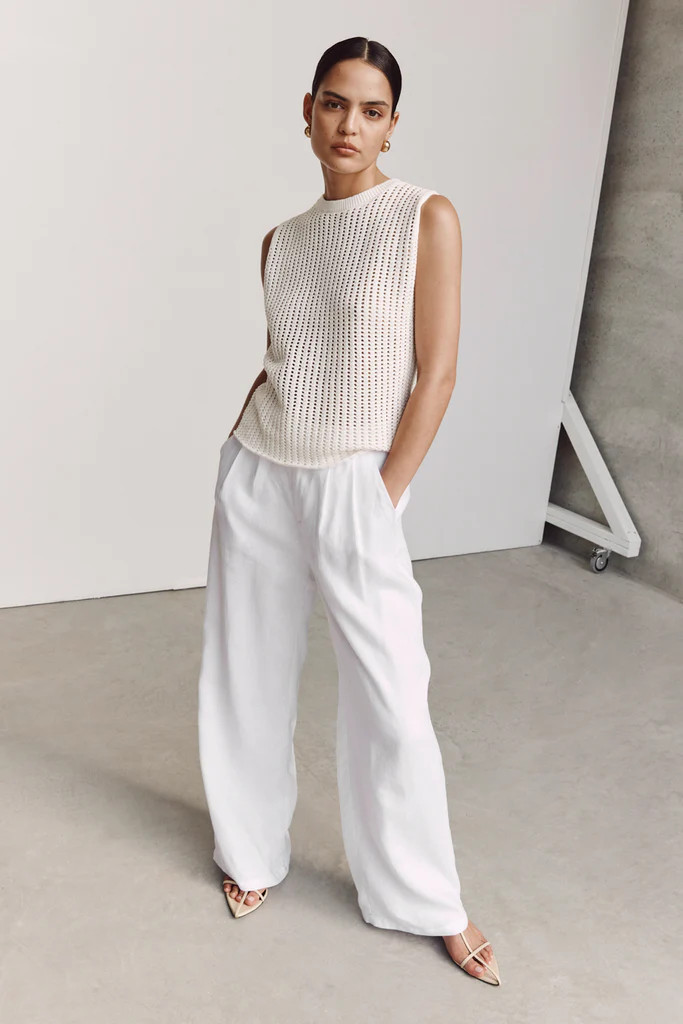 DENNY CROCHET OFF WHITE KNIT TOP | DISSH
