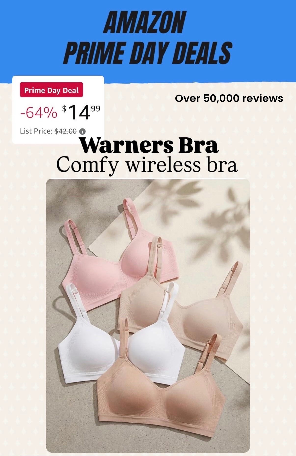 Prime day deals Warners wireless bra

#LTKmomlife #LTKOver40 #LTKSaleAlert