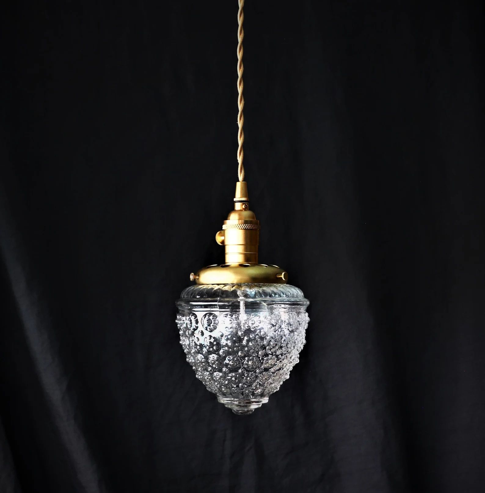 Acorn Pendant Light - Vintage Style Clear Glass Globe - Bohemian Decor - 1950s Ceiling Lamp - Kit... | Etsy (US)