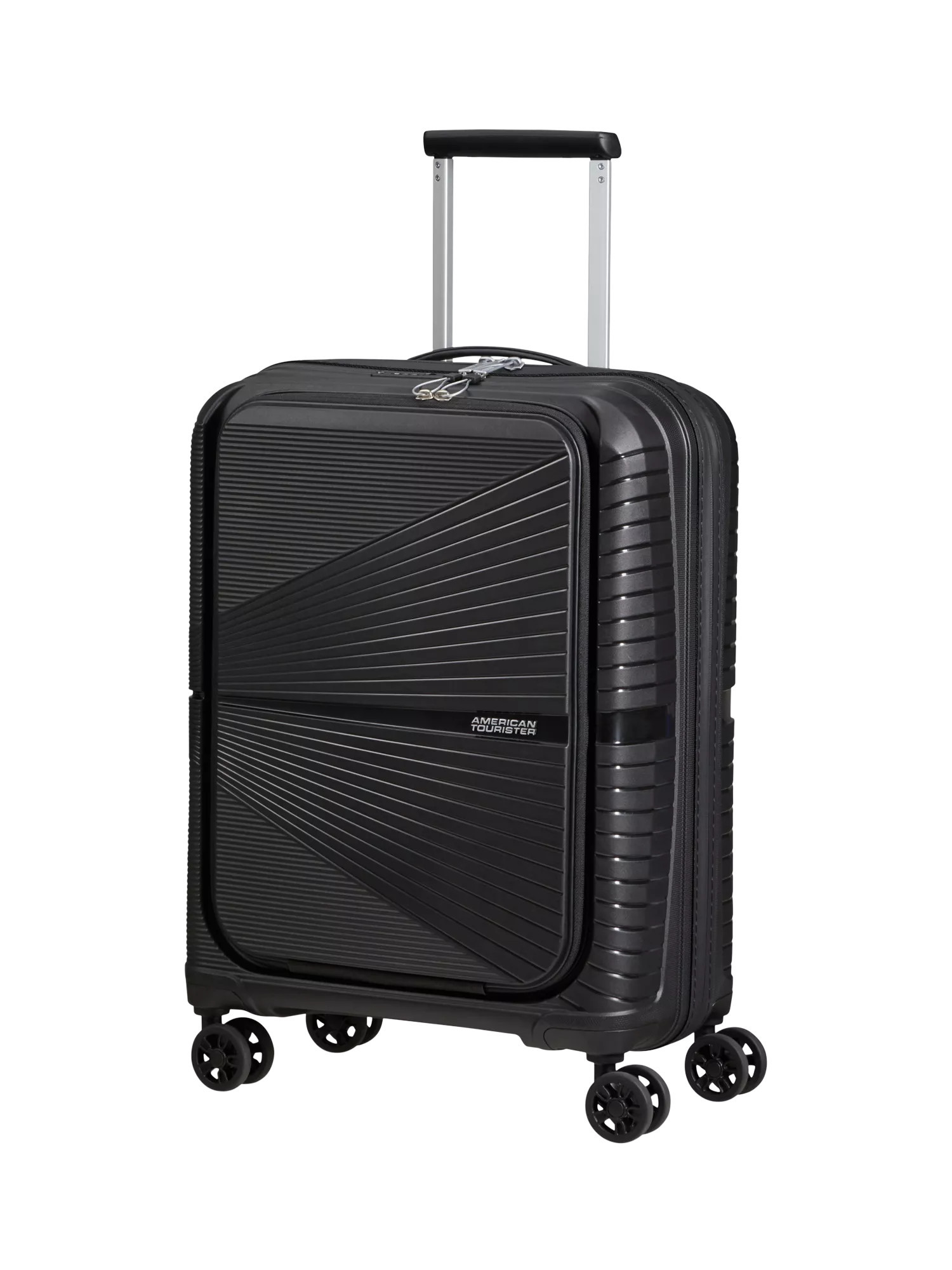 American Tourister Airconic 4-Wheel Spinner 55cm Front Loader Cabin Case, 34L, Onyx Black | John Lewis (UK)