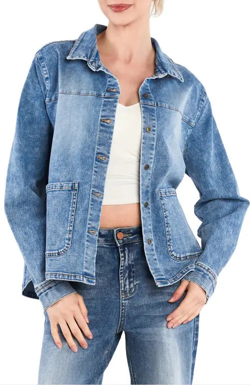 HINT OF BLU The Latest Scoop Denim Shirt Jacket in Relaxed Denim at Nordstrom, Size X-Small | Nordstrom