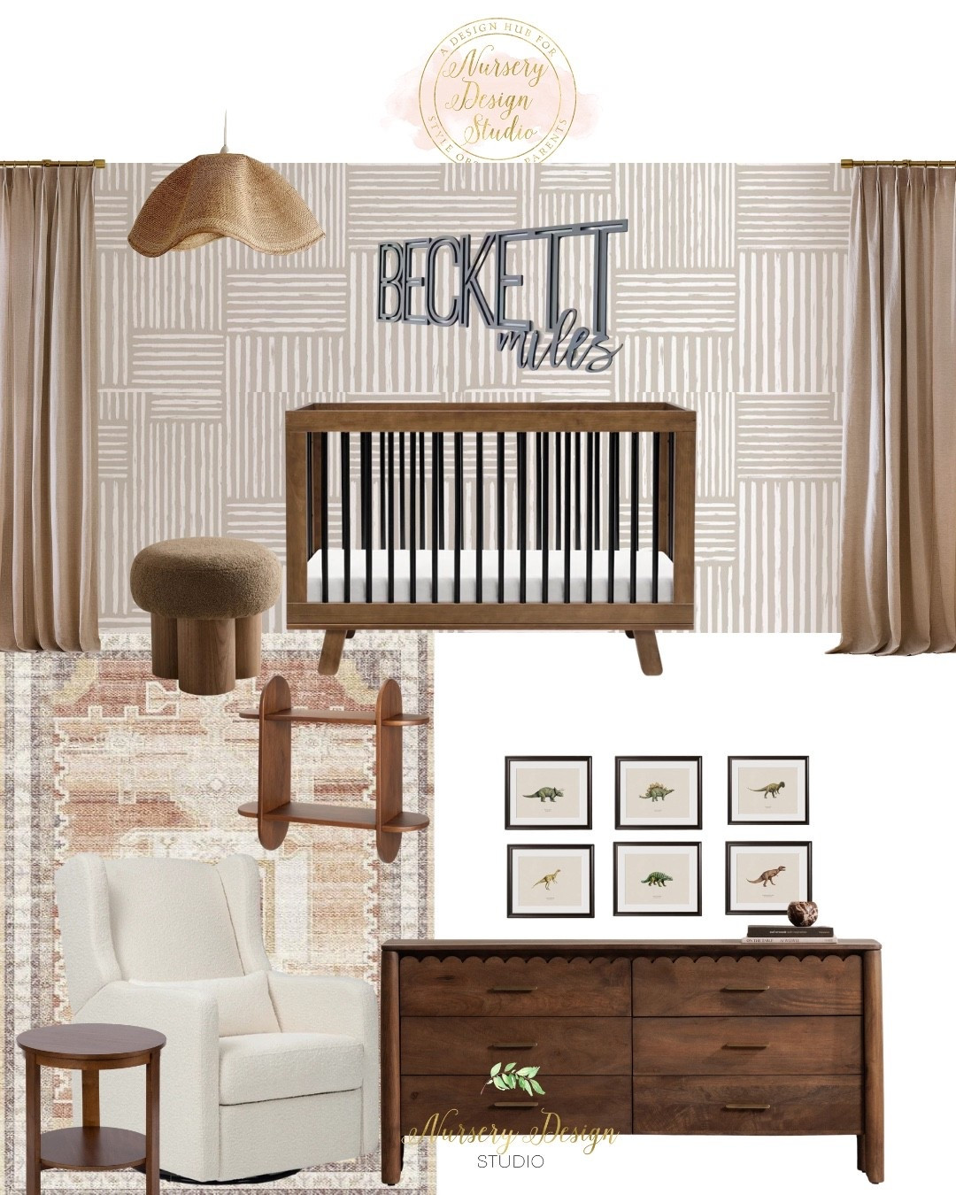 Modern nursery 

Walnut crib, walnut dresser, brown rug, brown decor, woven lighting 

#LTKSaleAlert #LTKHome #LTKBump