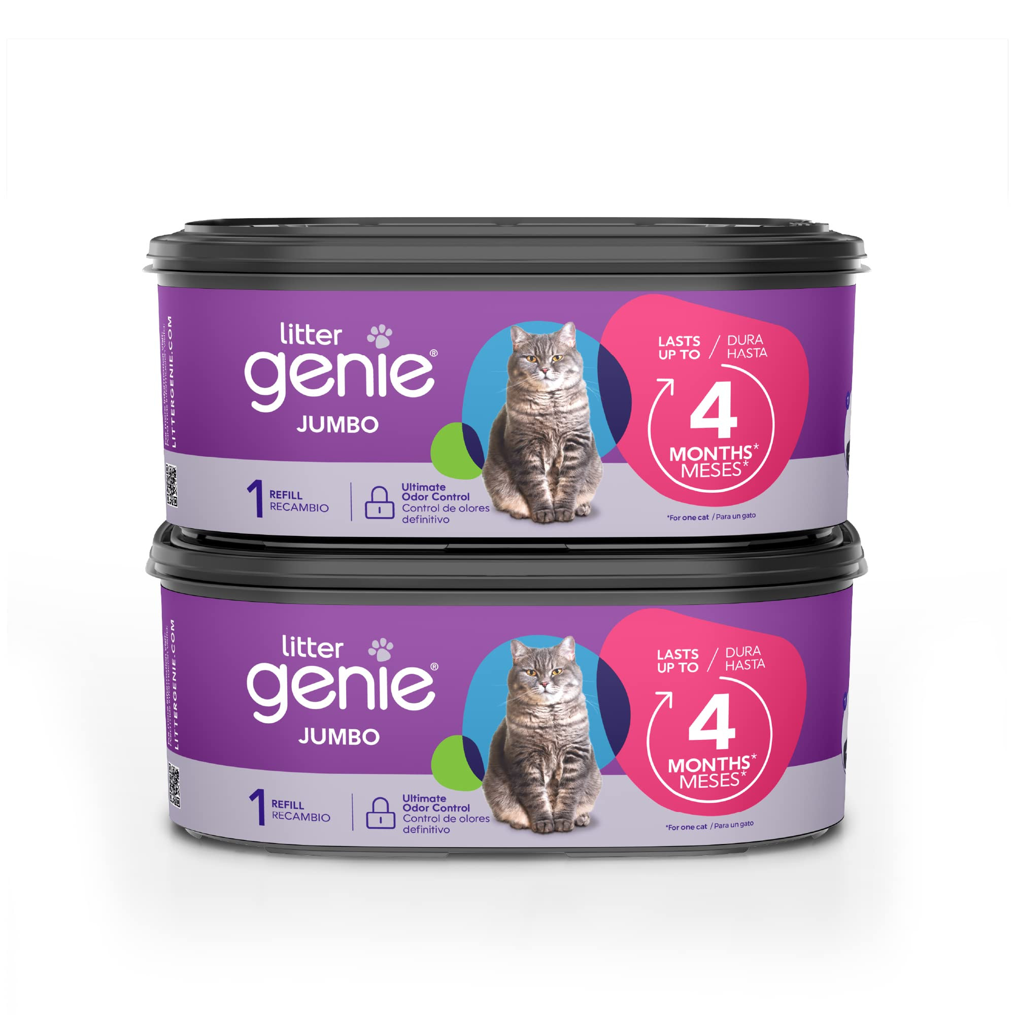 Litter Genie Refill Bags | Jumbo 2-Pack, 56 Total ft | Up to 8 Months of Supply in 2 cartridges | Ultimate Odor Control Cat Litter Bags | Amazon (US)