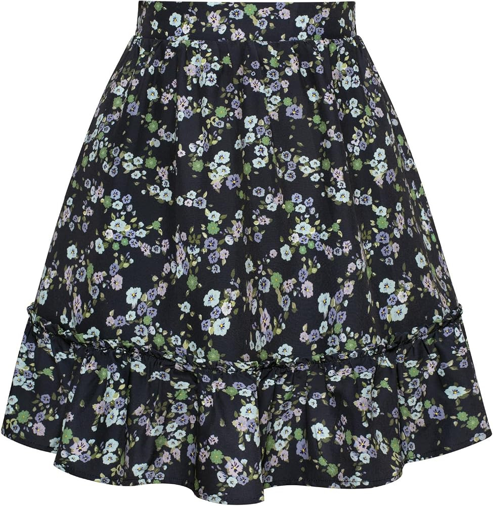Belle Poque Women Floral Print Mini Skirt Vintage High Waist A-Line Skater Skirt | Amazon (UK)
