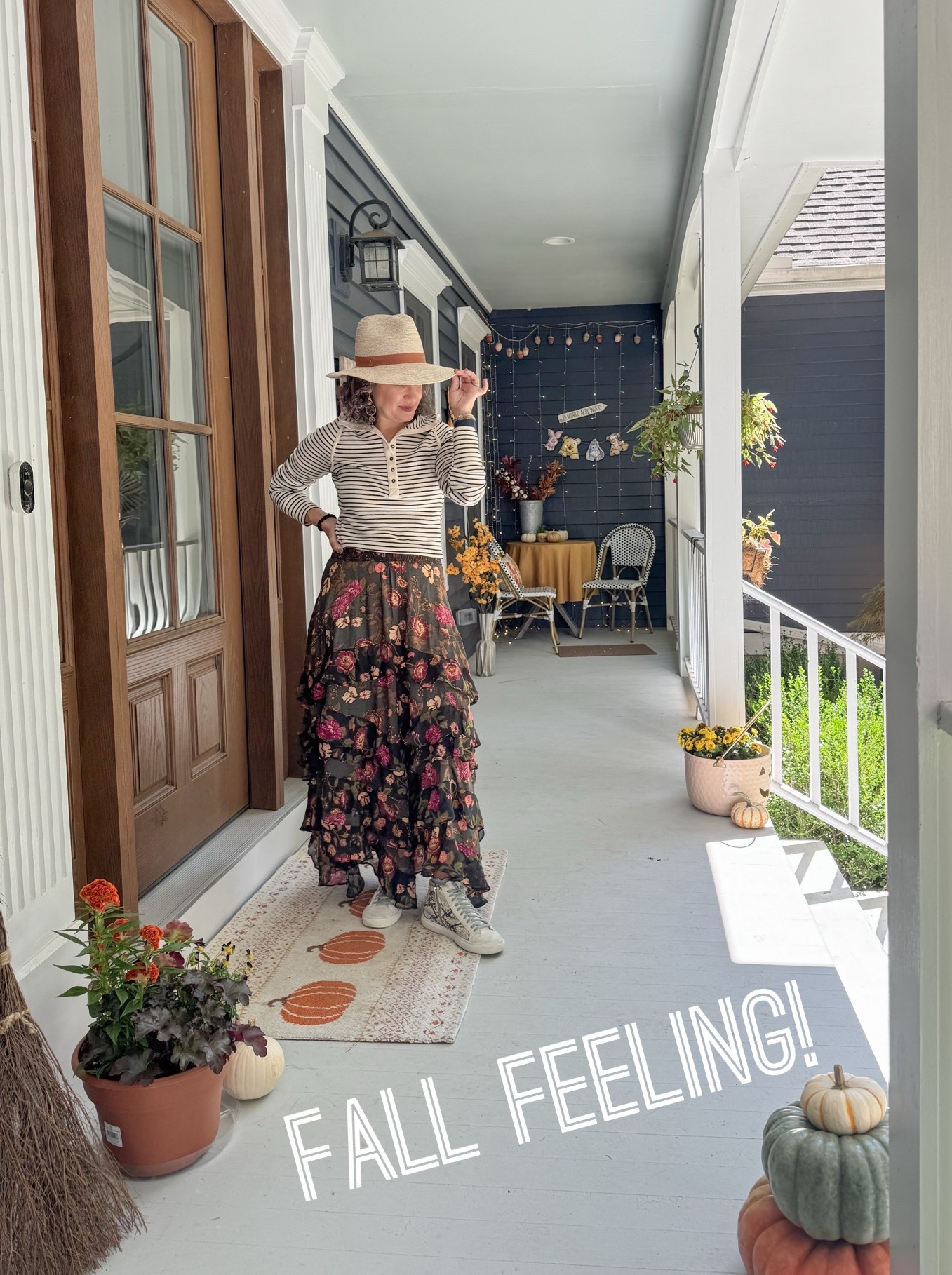 Fall porch and fall outfit! Yay! 

Free People top and skirt, P448 high top sneakers 👟

#LTKdayinmylife #LTKootd #LTKOver40