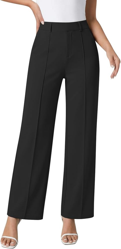 OULESlS Dress Pants for Women Work Pants Wide Leg Pull On Stretchy Business Casual Trousers High ... | Amazon (US)