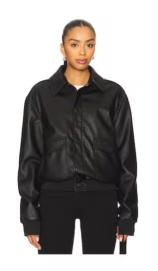 Tessa Faux Leather Jacket in Black | Revolve Clothing (Global)