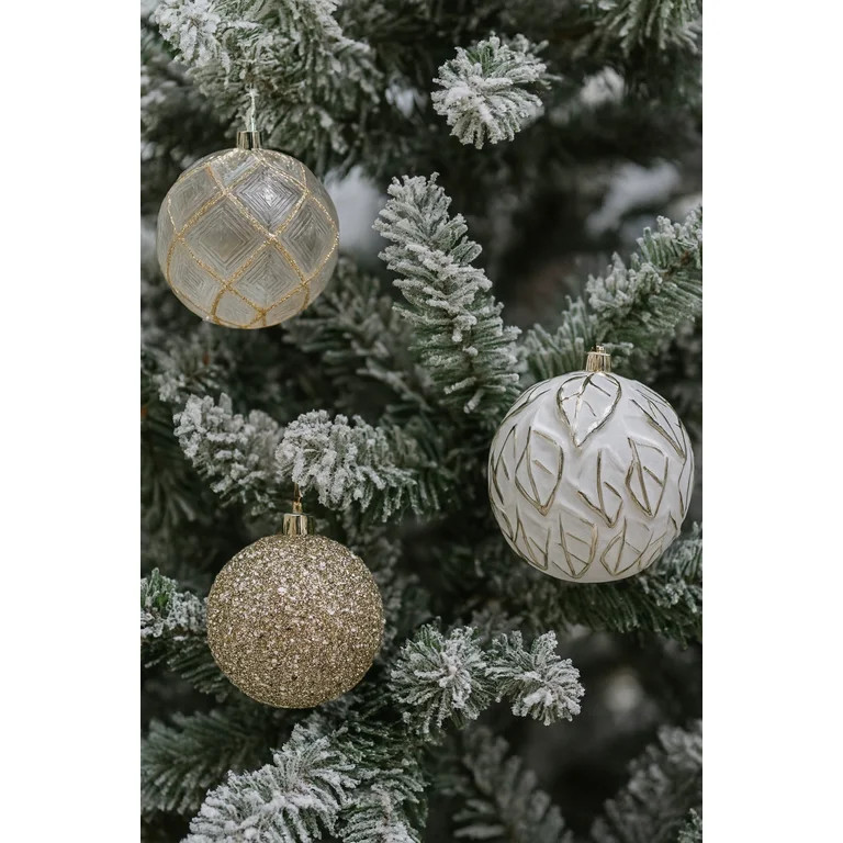 62 Count White and Gold Shatterproof Christmas Ornaments, by My Texas House | Walmart (US)
