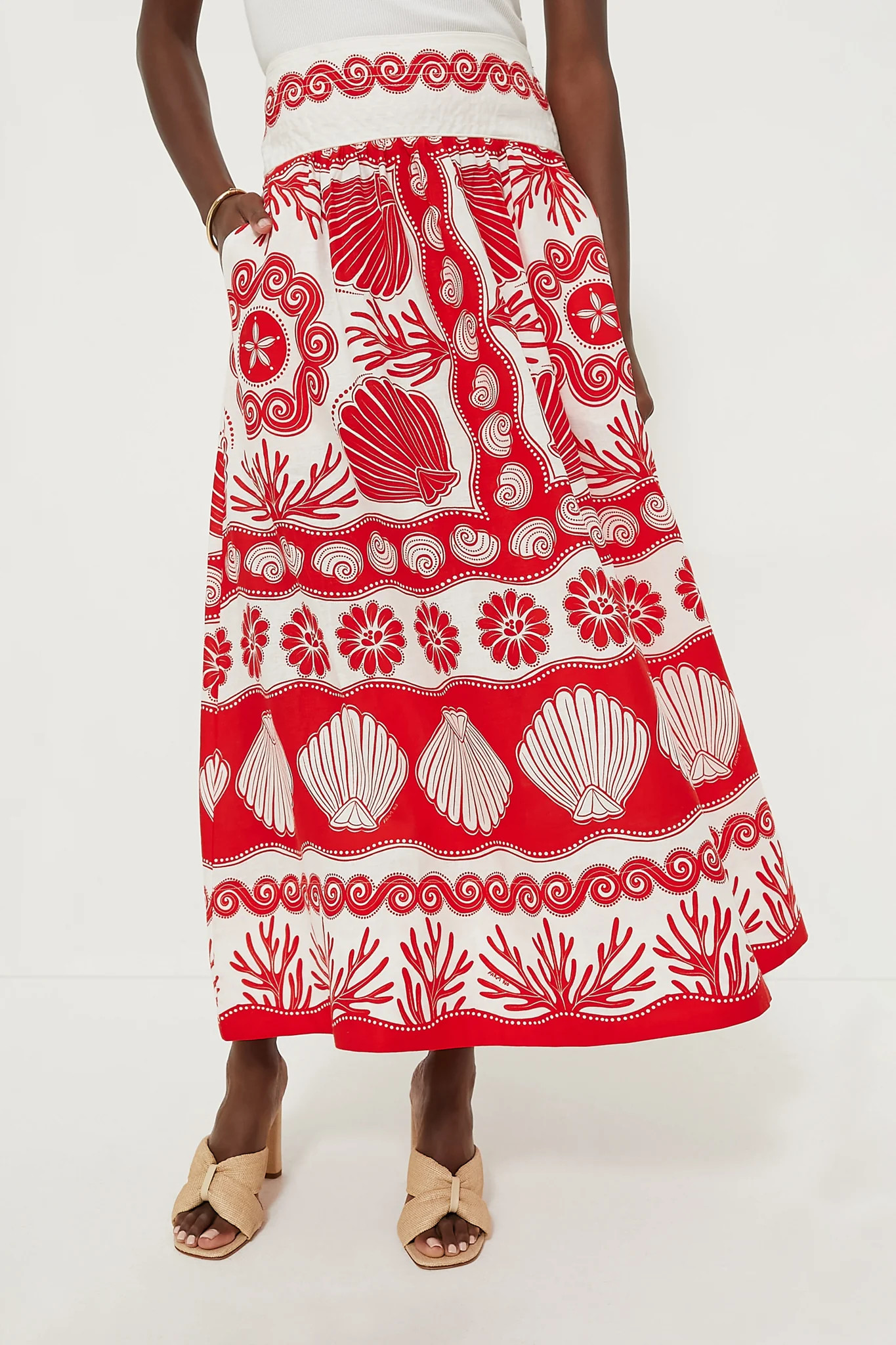 Ainika Shell Red Maxi Skirt | Tuckernuck (US)