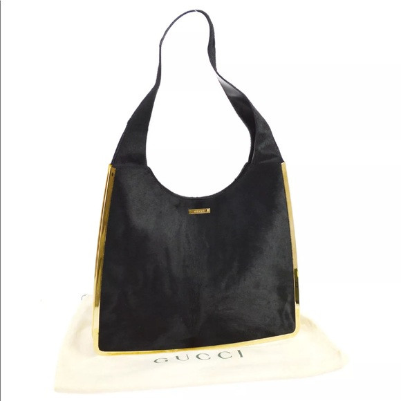 RARE! Gucci GG Logos Black Spawn Fur Leather Bag | Poshmark