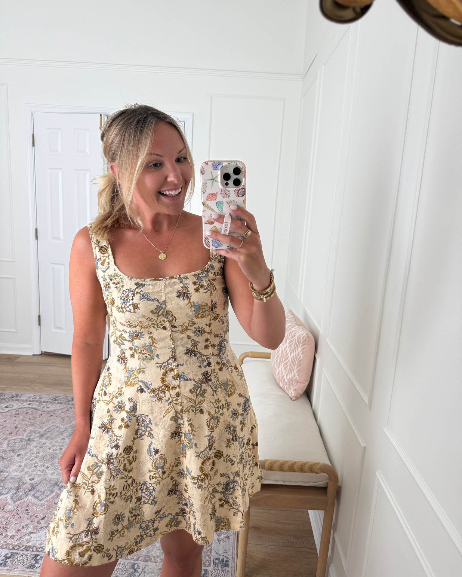 This dress is perfect for fall transition - love the colors! Wearing a med