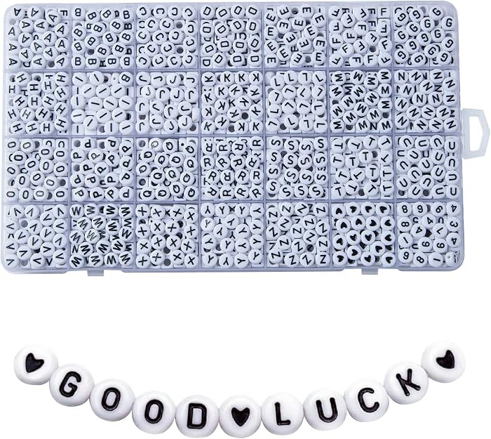 1400pcs Letter Beads, 4x7 mm Acrylic Alphabet Beads, Beads for Jewelry and Bracelet Making, in 28... | Amazon (US)