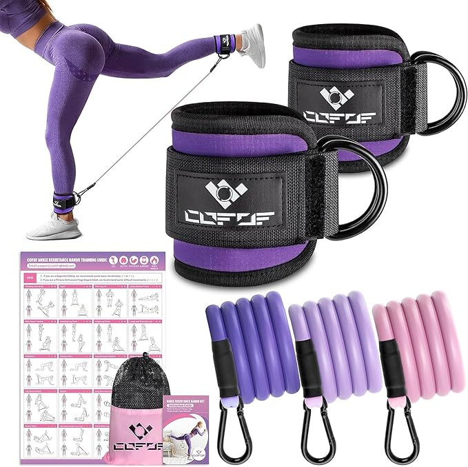 Ankle Resistance Bands with Cuffs, Ankle Bands for Working Out, Ankle Band Cuff for Kickbacks Hip... | Amazon (US)