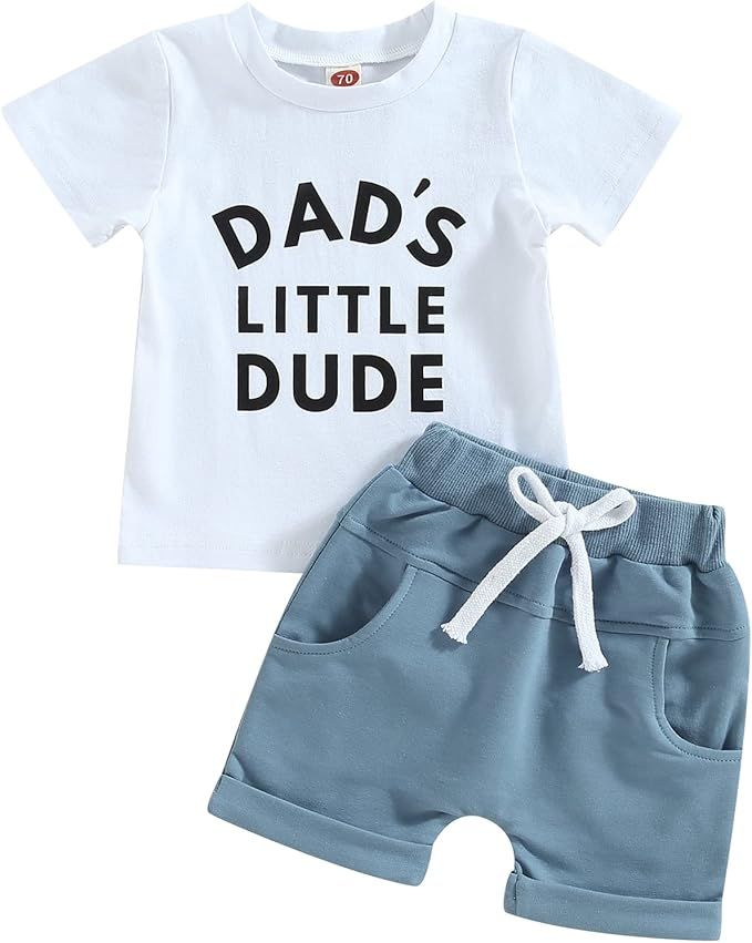 Toddler Baby Boy Summer Clothes Mothers Day/Fathers Day Outfit Letter Short Sleeve T-Shirt Tops S... | Amazon (US)