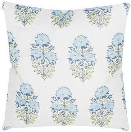Lisa Fine Mughal Flower Pillow Cover in Monsoon Designer Flower Pillow Blue Throw Pillows Farmhou... | Amazon (US)