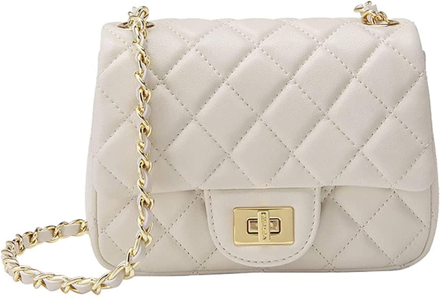Amazon.com: Jopchunm Quilted Purse Crossbody Bags Wedding Clutch Small Off White Leather Designer... | Amazon (US)