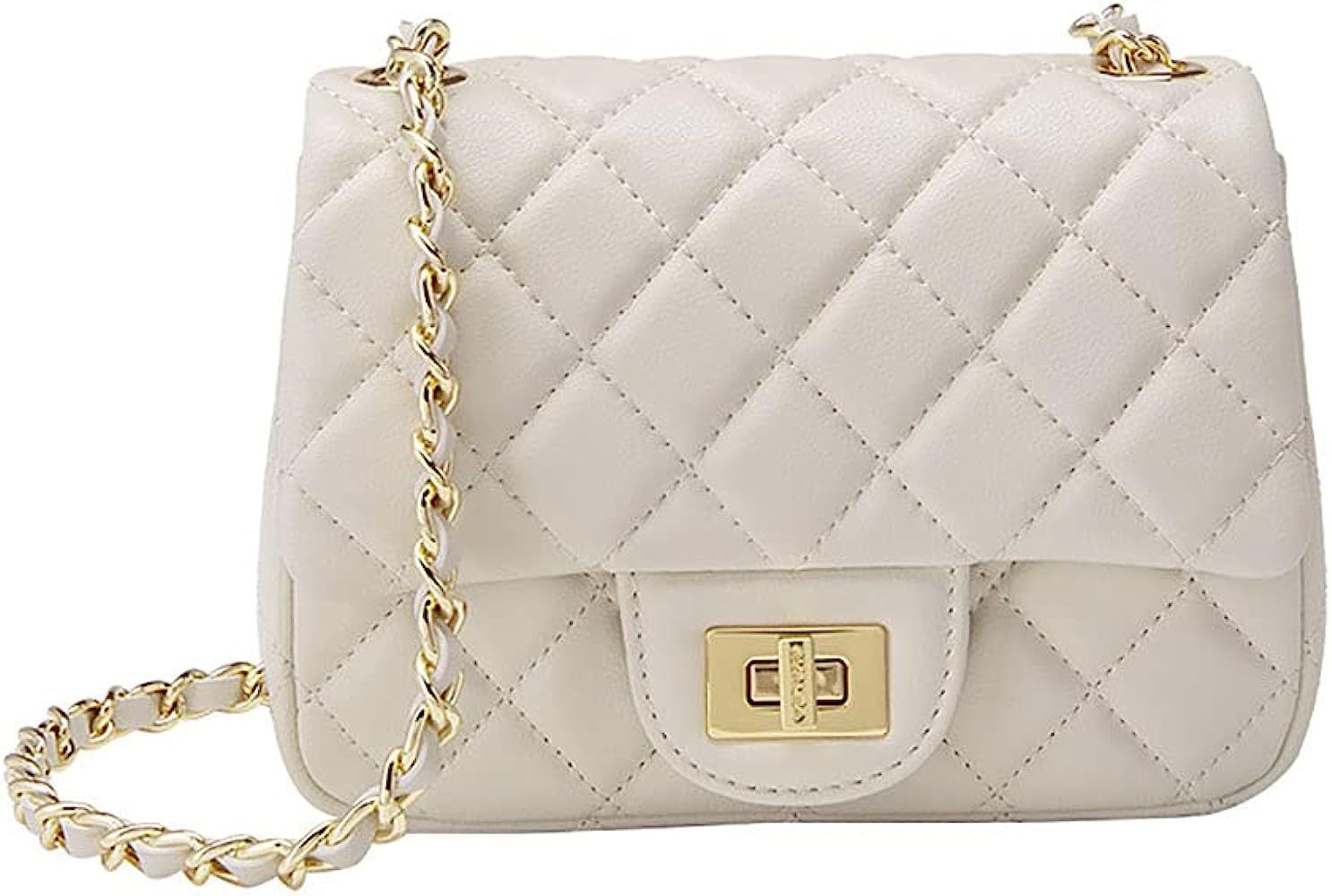 Amazon.com: Jopchunm Quilted Purse Crossbody Bags Wedding Clutch Small Off White Leather Designer... | Amazon (US)