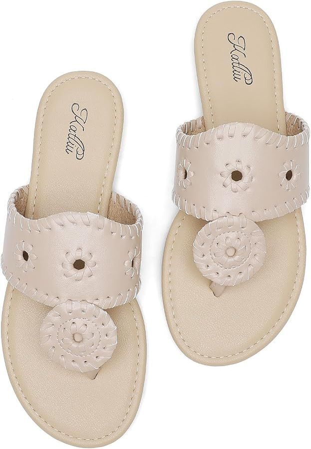 katliu Women's Flat Sandals Flip Flop Sandals Dressy Thong Sandals | Amazon (US)