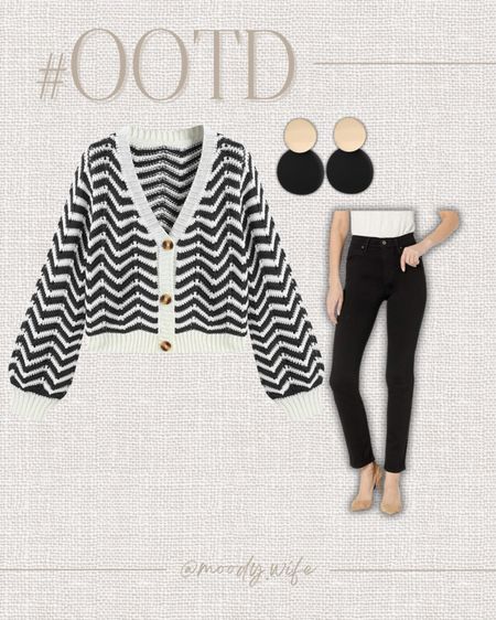 Outfit of the Day #ootd black striped sweater // black pants // black and gold earrings #momstyle #amazonstyle #amazonfashion #amazonoutfit 

#LTKfindsunder50 #LTKfindsunder100 #LTKstyletip
