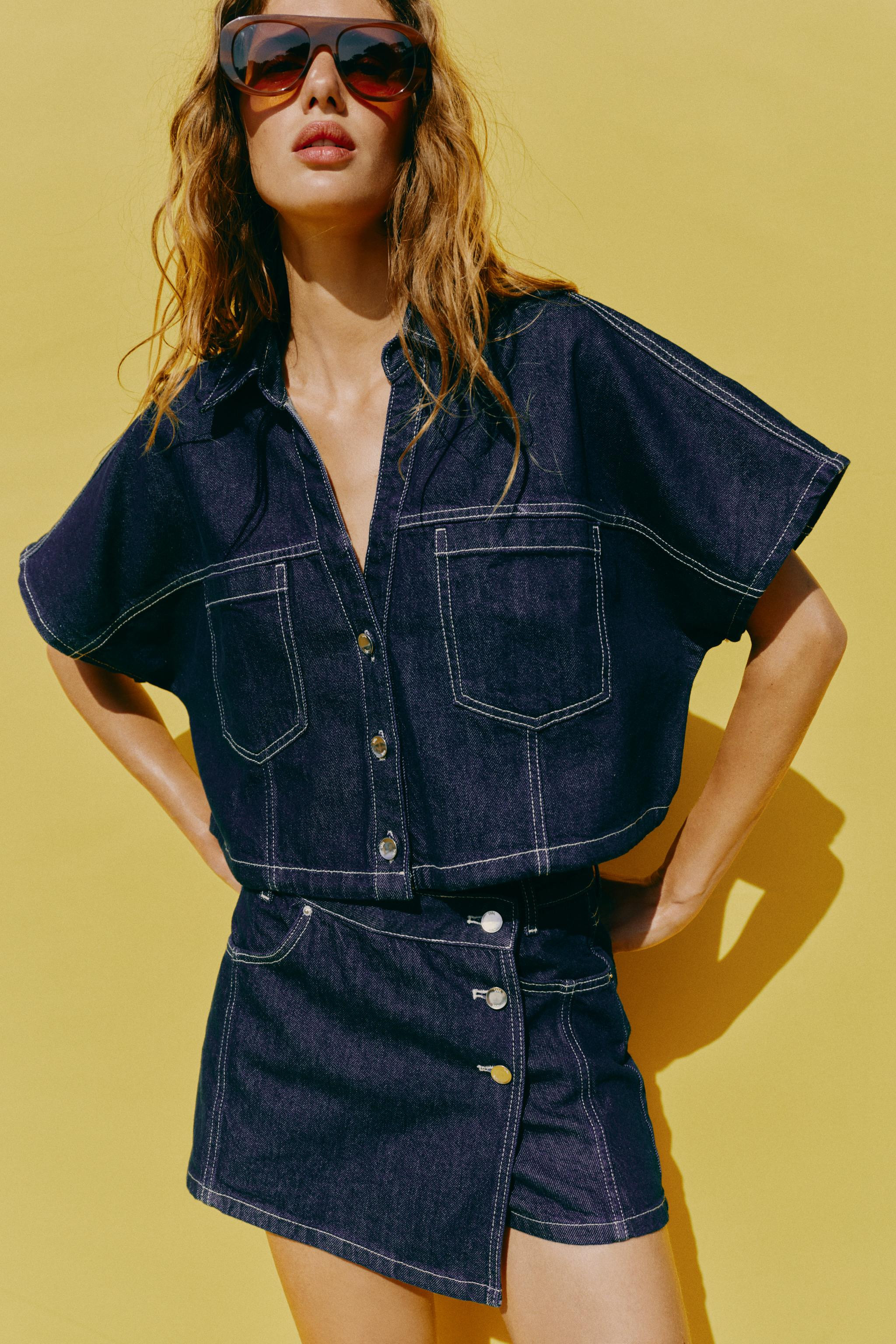 Z1975 CROPPED DENIM SHIRT | Zara US