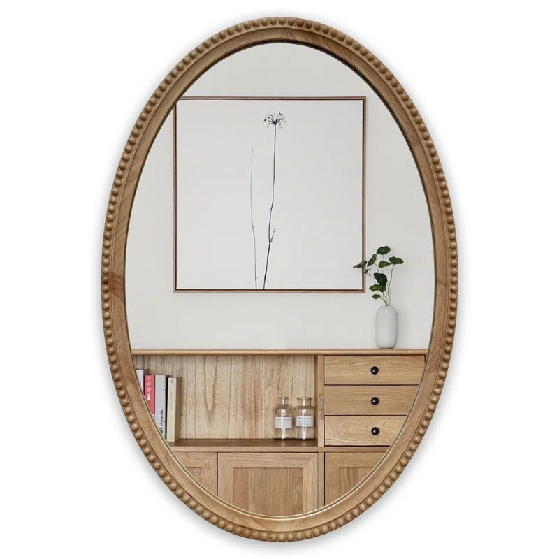 Reflection Camillus Maple Wood Finish Oval Framed Wall Mirror 34" Height | Wayfair North America