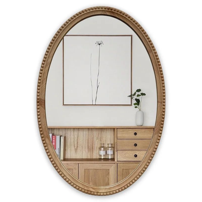Reflection Camillus Maple Wood Finish Oval Framed Wall Mirror 34" Height | Wayfair North America