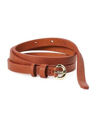 Old Navy Skinny Faux Leather Belt For Women - Cognac brown | Old Navy CA