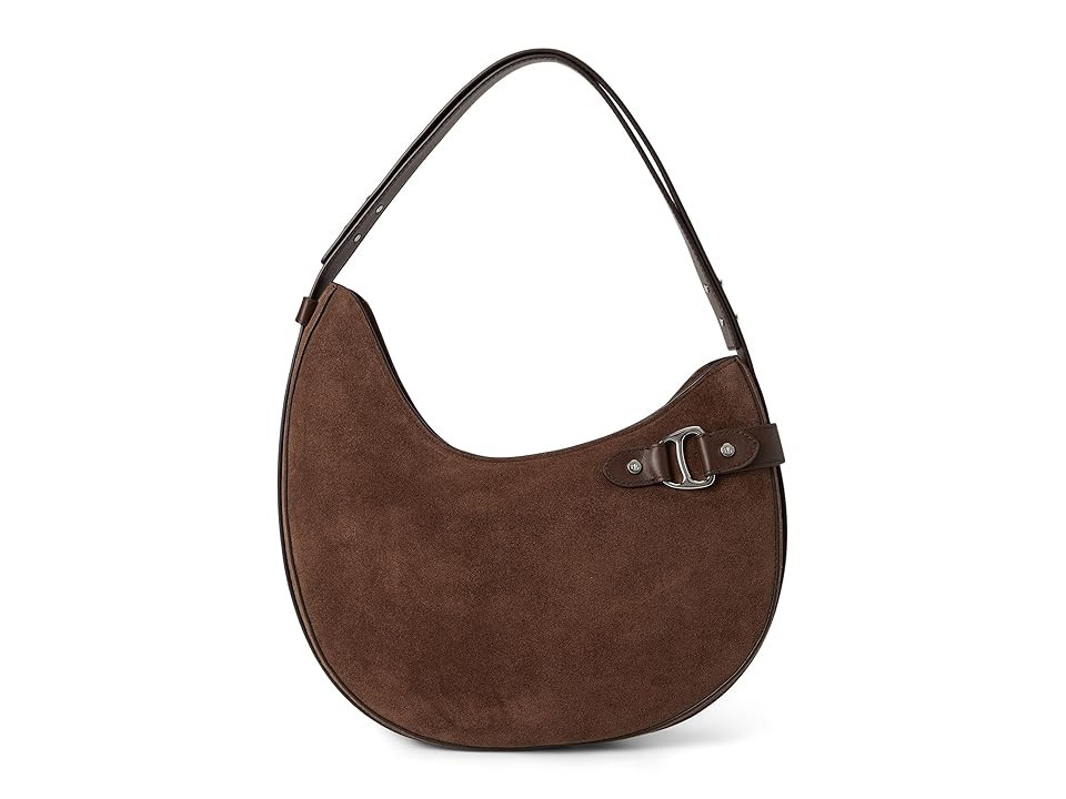 Lauren Ralph Lauren Suede Large Tasha Shoulder Bag Shoulder Women's Handbags Dark Hickory, Leather/Suede | Zappos