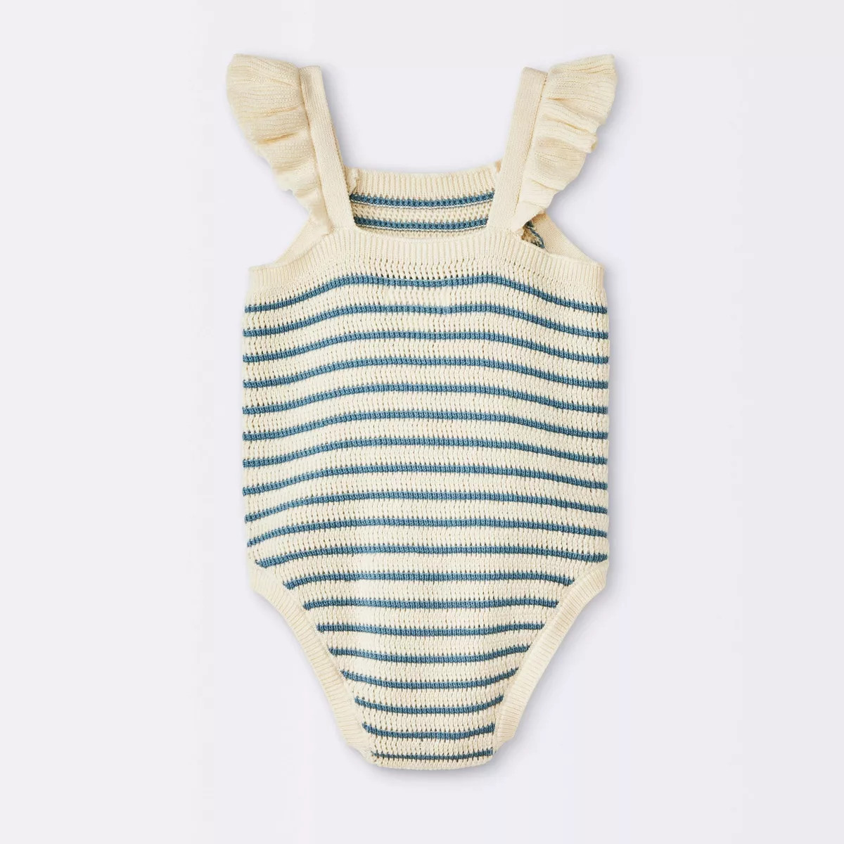 Baby Girls' Pointelle Striped Sweater Romper - Cloud Island™ Blue 18M | Target