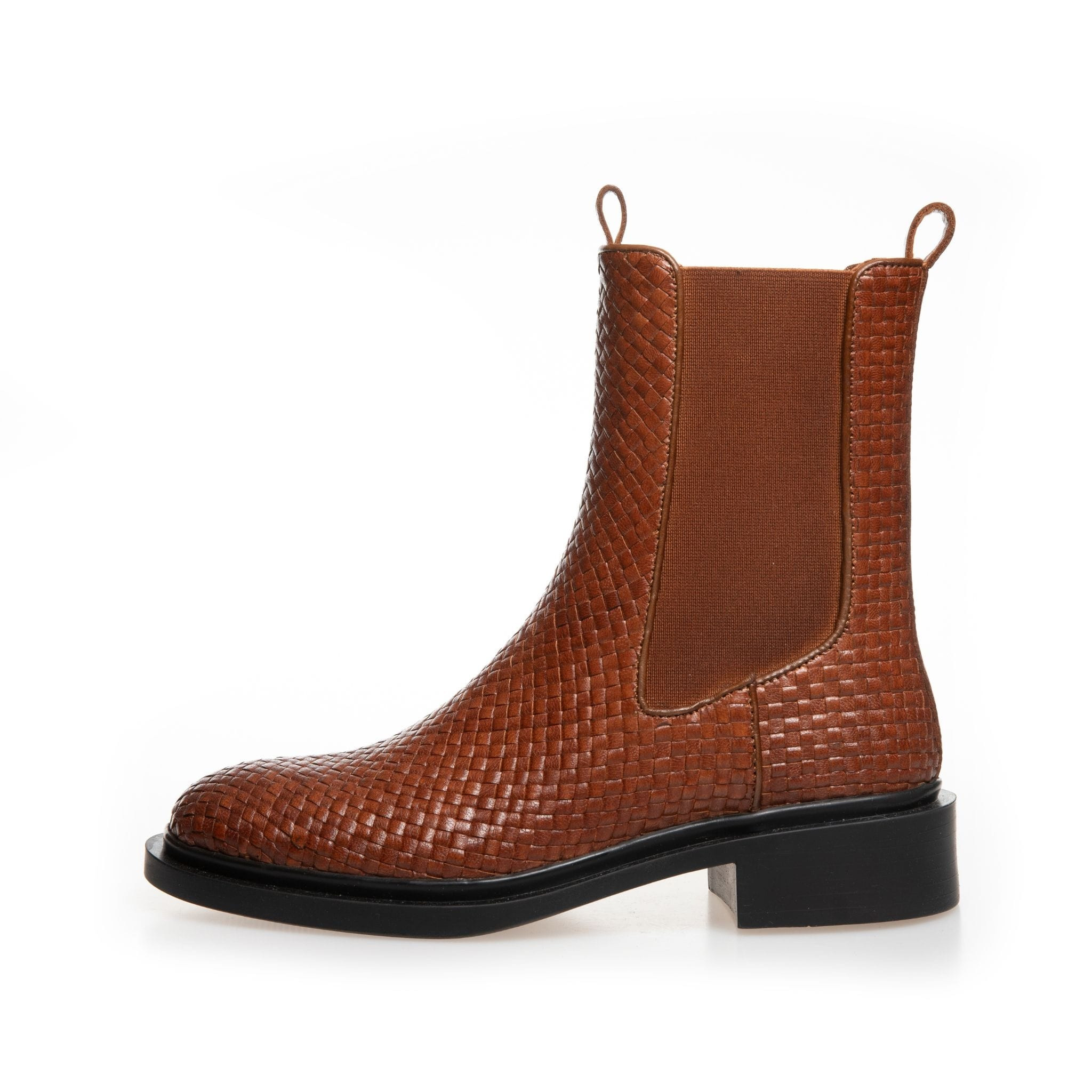 Copenhagen Shoes Movement Woven Leather Chelsea Boot - Cognac - 41 | Overstock