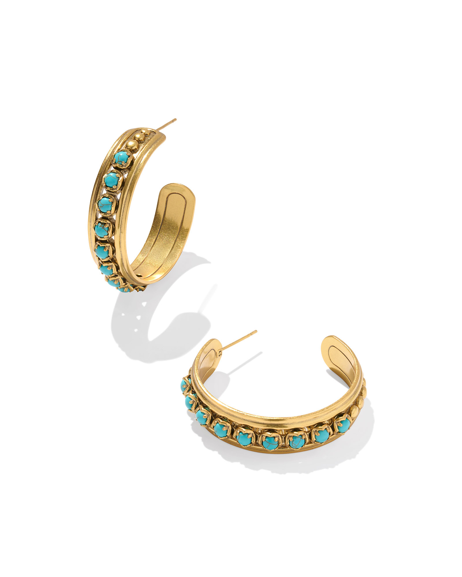 Ida Vintage Gold Hoop Earrings in Variegated Turquoise Magnesite | Kendra Scott