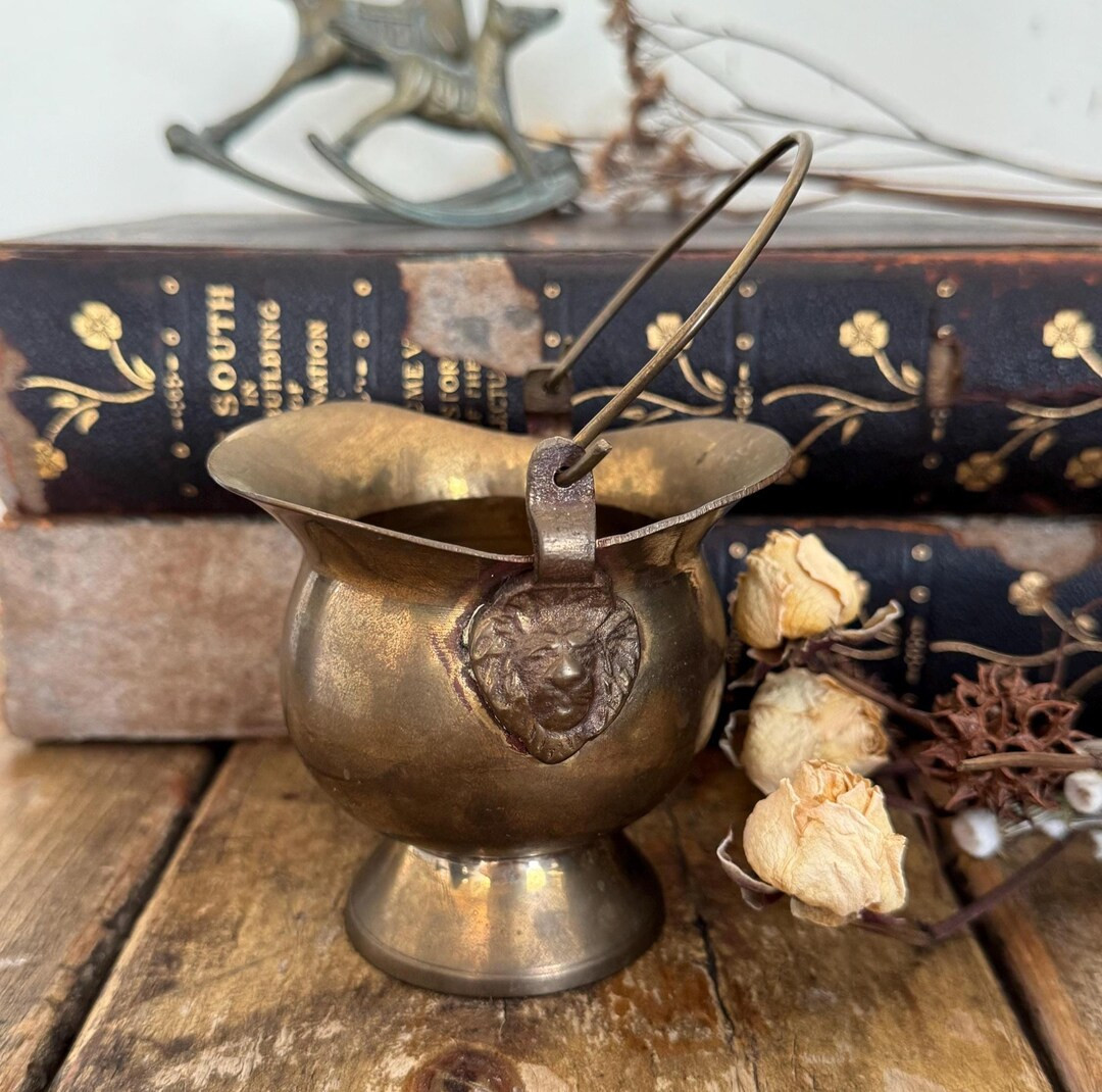 Vintage Brass MINI Lion Head Coal Scuttle | Etsy (US)