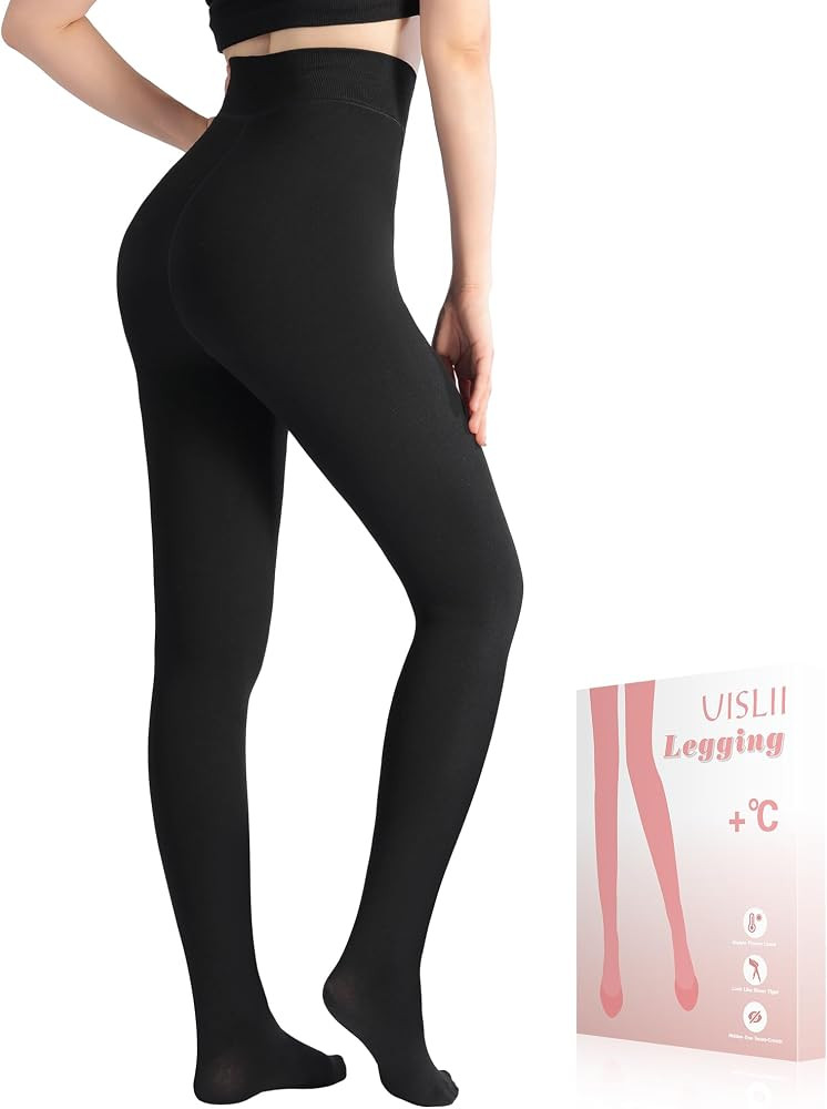 Womens Opaque Fleece Lined Tights, Winter Thermal Pantyhose in Classic Colors – Thick Warm Legg... | Amazon (US)