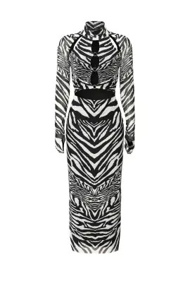 Brie Zebra Mesh Dress | Rent the Runway