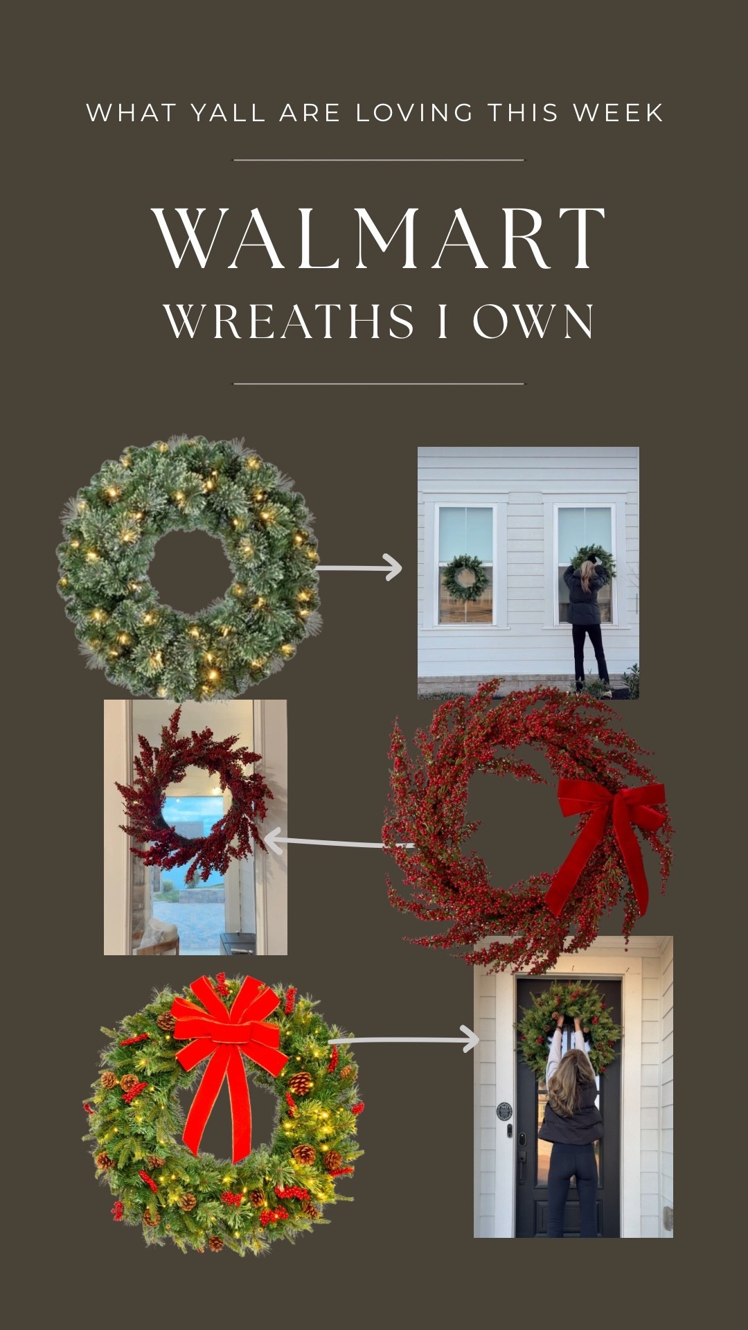 The top one the best outdoor window wreath I’ve ever found. Not that you neeed a window wreath to be over-the-top gorgeous but this one IS! Make sure to jujjee it and it will be 2x a big. 

The red berry one speaks for itself I mean Ralph Lauren Christmas WOW. First time I’ve ever hung an indoor wreath and it’s striking! 

The third one okay yall I know this looks like it’s from Temu, I mean the picture is horrendous, but it’s the most beautiful front door wreath I’ve come across. And it’s on SALE!!!  

🎄❄️ 


•
Christmas decor, outdoor holiday decor, porch decorations, burgundy, pre-lit wreaths, seasonal decor, Black Friday deals, Walmart home, 

#LTKHome #LTKSeasonal #LTKHoliday