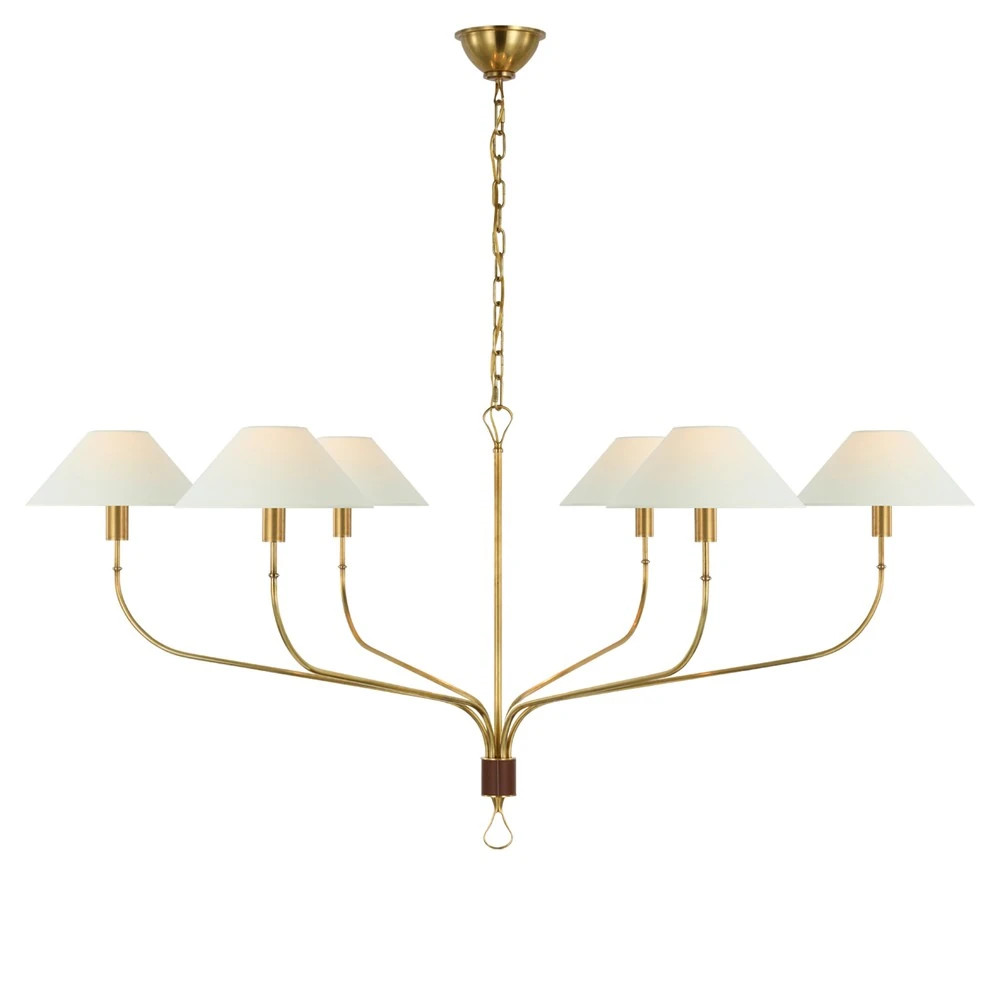 Visual Comfort Griffin Traditional Antique Brass Tail Chandelier - Grande | Kathy Kuo Home