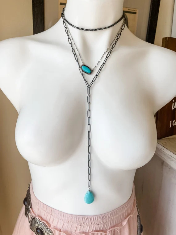 LONG LAYERED NECKLACE Layered Layer Choker Necklace  - Etsy | Etsy (US)