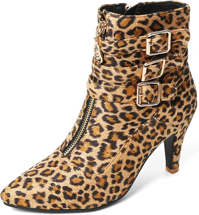 MEOTINA Gold High Heels for Women Kitten Heel Pointed Toe Short Womens Booties Buckle High Heeled... | Amazon (US)