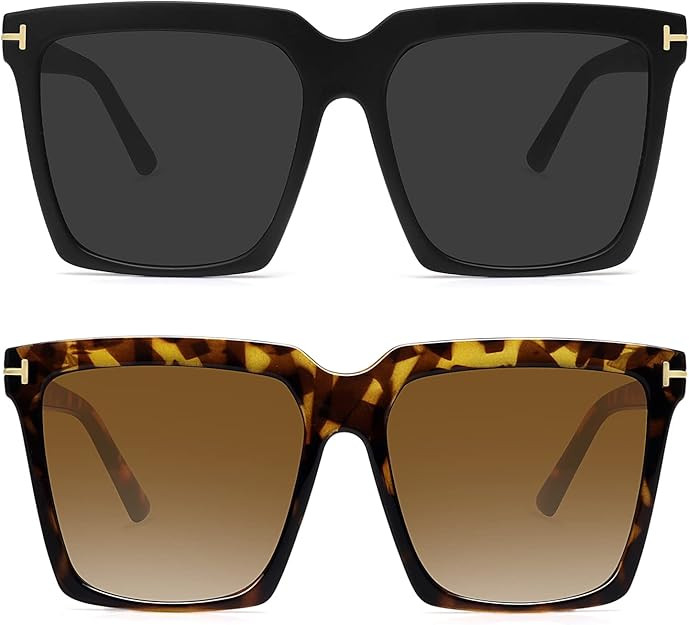 MEETSUN Trendy Oversized Sunglasses for Women Vintage Square Sunglasses UV400 Protection | Amazon (US)
