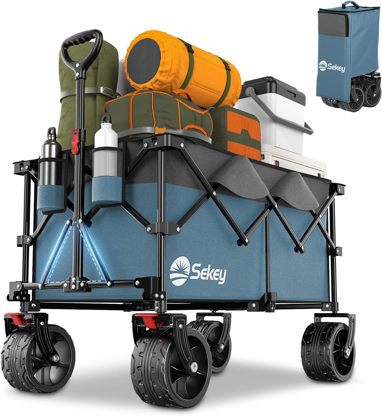 Sekey 220L Collapsible Foldable Wagon with 330lbs Weight Capacity, Heavy Duty Folding Utility Gar... | Amazon (US)