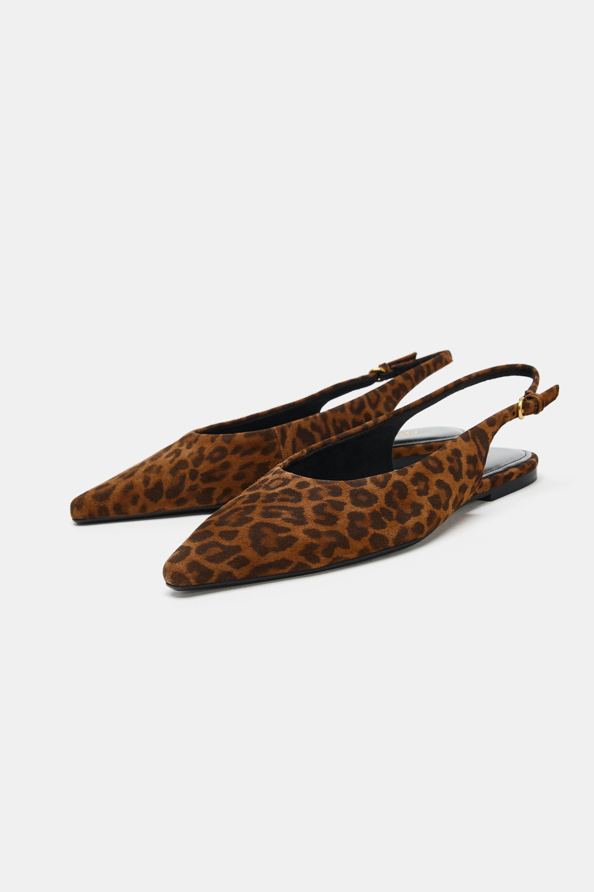 ANIMAL PRINT LEATHER SLINGBACK SHOES | Zara US