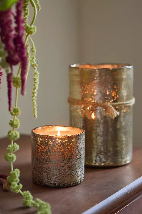 Gold Mercury Glass Candle, Ginger Patchouli, Size: Small at Terrain | Terrain